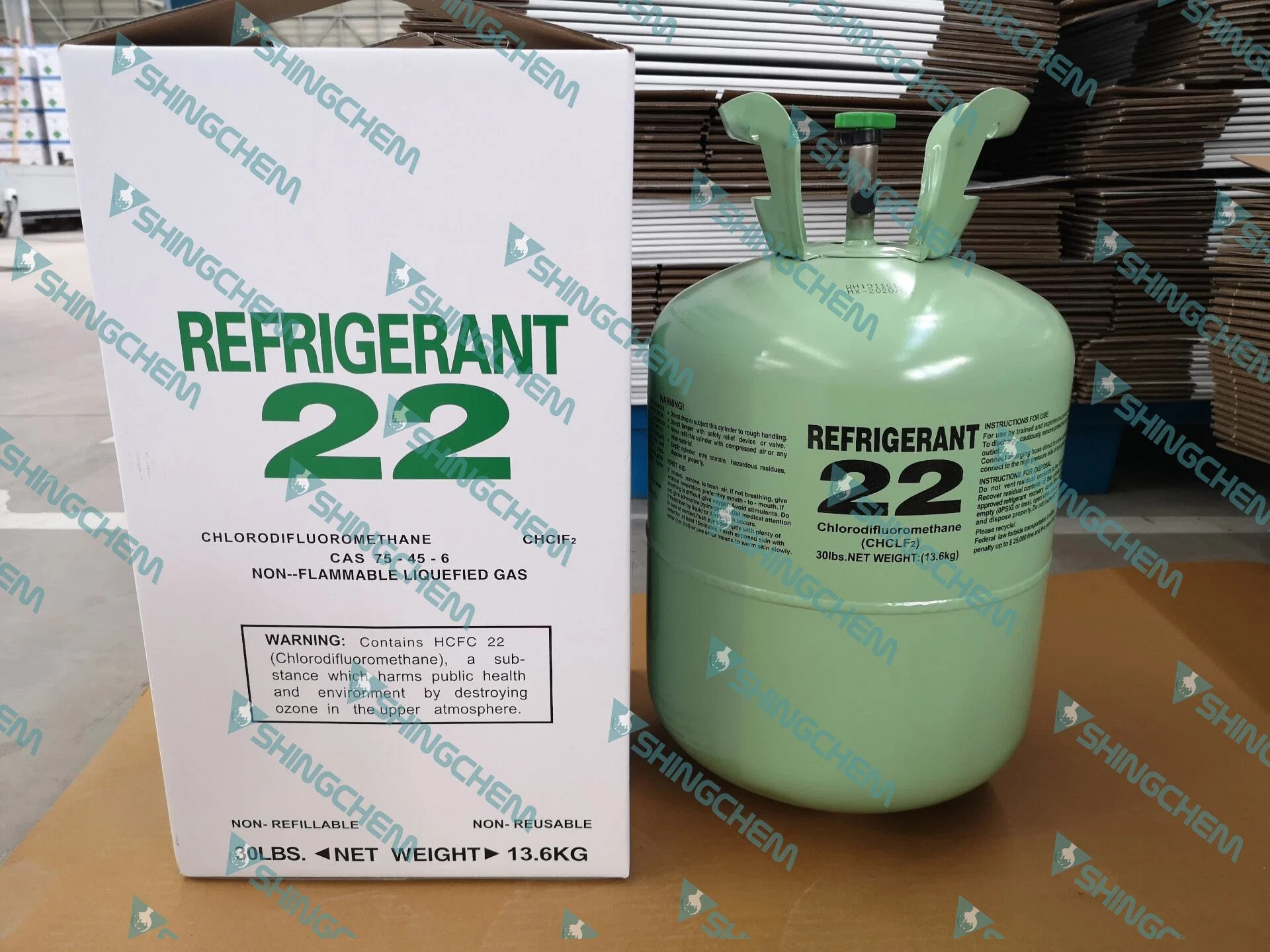 Shingchem Gaz réfrigérant R22 pour climatiseur de voiture frais à 100% de pureté R134A/R404A/R22/R410A