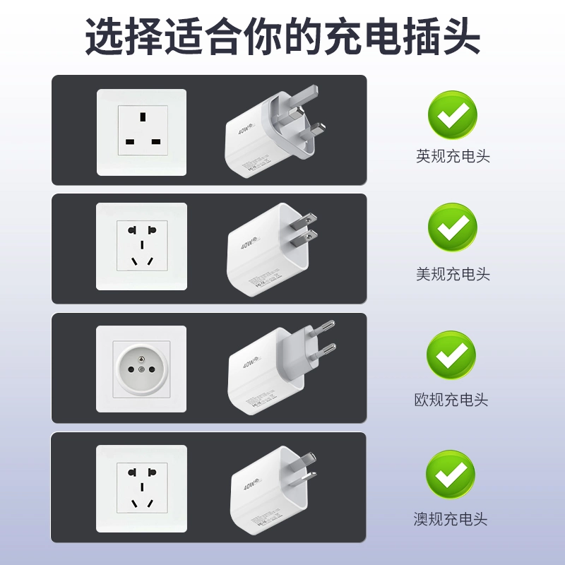 Australia/Au Plug Certified 40W Wall Charger 2 USB-C Power Adapter