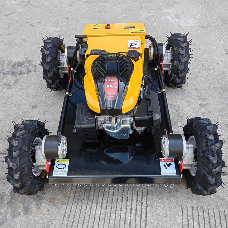 Hanyue Fernbedienung Rasenmäher 4WD Rasenmäher Funkgesteuert 4 Rad Benzin Power Robotic Tragbare Weed Schneidmaschine Zero Rasenmäher Drehen
