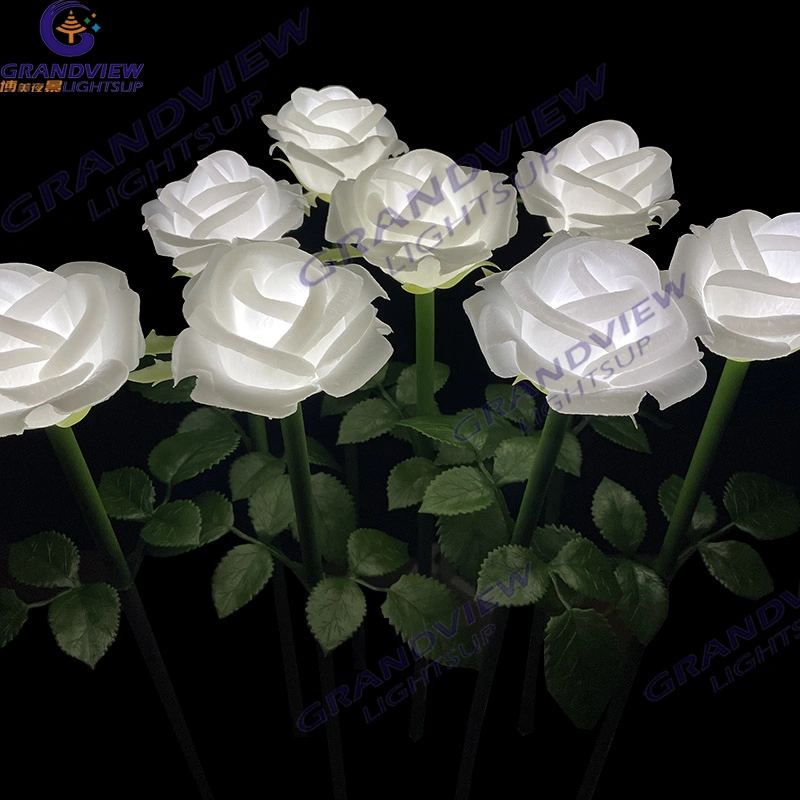 Christmas Outdoor Garden Decoration Wedding Artificial Rose Flowers with LED Lights