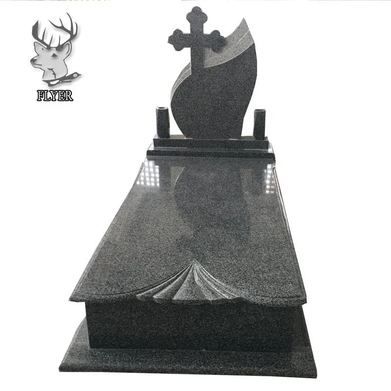 Custom Blank Gravestone Granite Monument Shanxi Black Granite Poland Style Tombstone