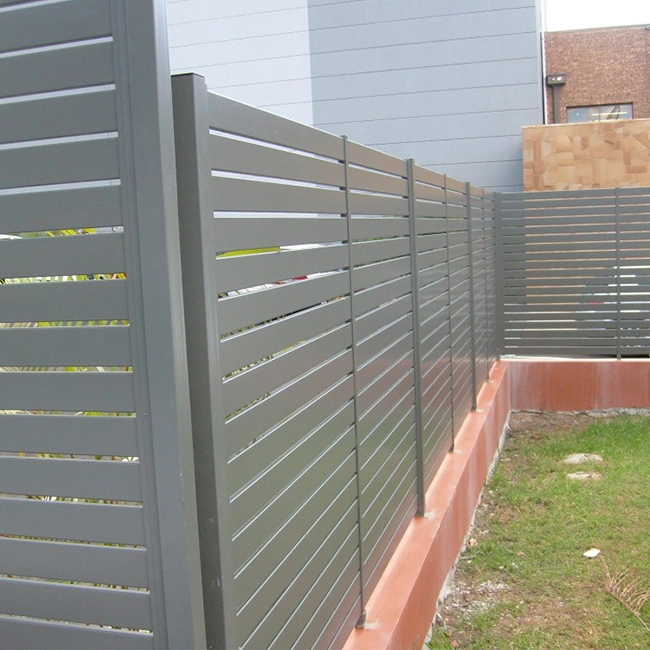 Customization Garden Decorative Metal Aluminum Privacy Horizontal Slat Screen Fence Panel