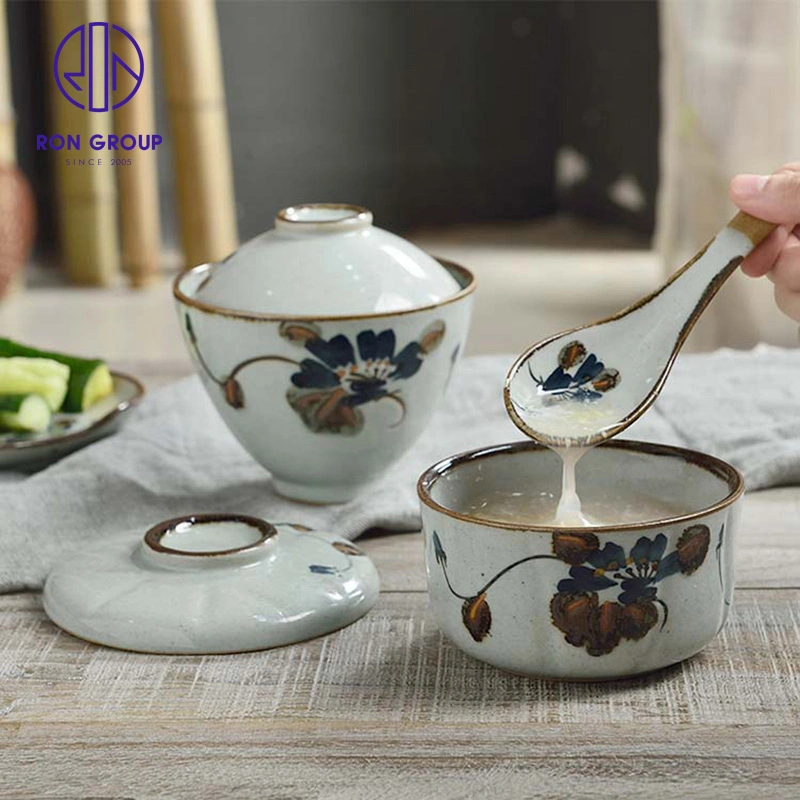 Wholesales Price 4.5'' Ceramic Food Japanese Threaded Bowl Tableware Dinnerware for Hotel Restaurant Wedding Party