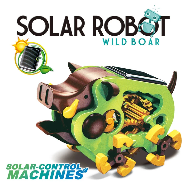 Self-Assembly Plastic Stem Educational Juguete Solar Power Toys Robot Wild Boar DIY Kits Solar Robot Children Science Education