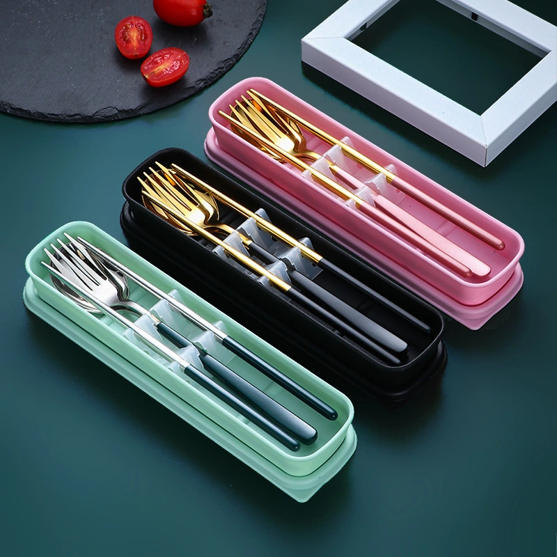 Многоразовые приборы Ежедневное использование Flatware Kit Корейский стиль пыленепроницаемая нержавеющая сталь Набор ужина Wbb22167 с ложкой из вил для стальных палочек