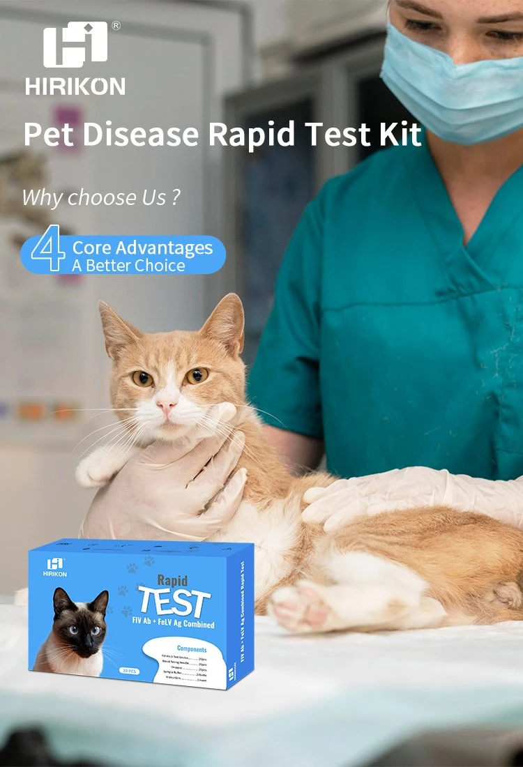 Hirikon Animal Hosptial Combined Rapid Test for Fiv Antibody Felv Antigen in Cat Blood by Colloidal Gold