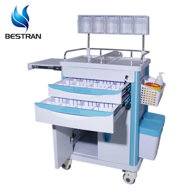 Hospital Medical Furniture Equipment Clinic with Lock Patient ABS Cart Anesthesia Trolley