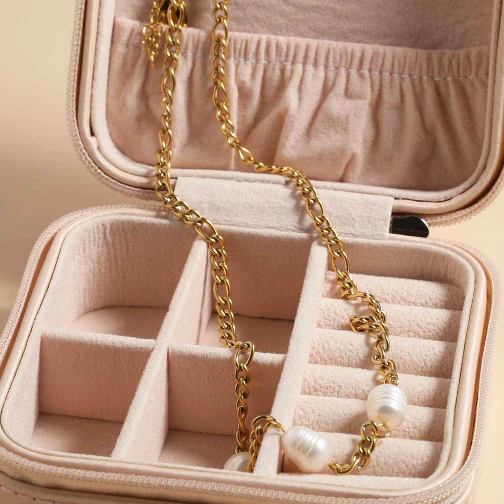 Hersteller Customized 18K PVD vergoldet Perle Edelstahl Mode Frauen Halskette Schmuck Lieferant