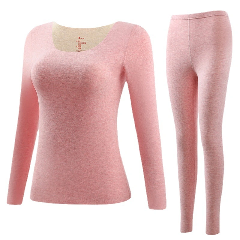 Traceless Fleece Lined Base Layer Sleepwear Set Women's Long Johns Thermal Underwear for Men