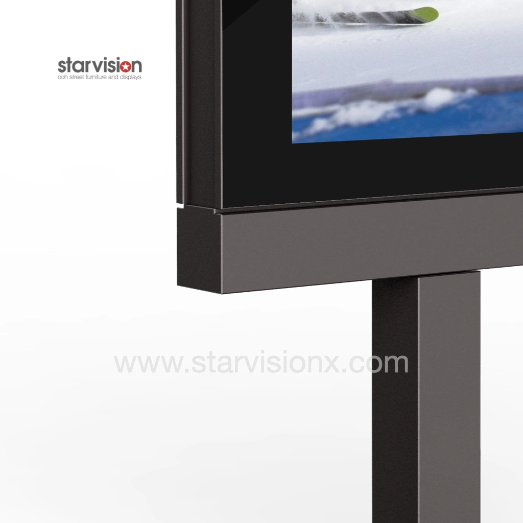 Outdoor Pole LCD Advertising Screen Board Free Standing Digital Display with Static Poster Rear Side