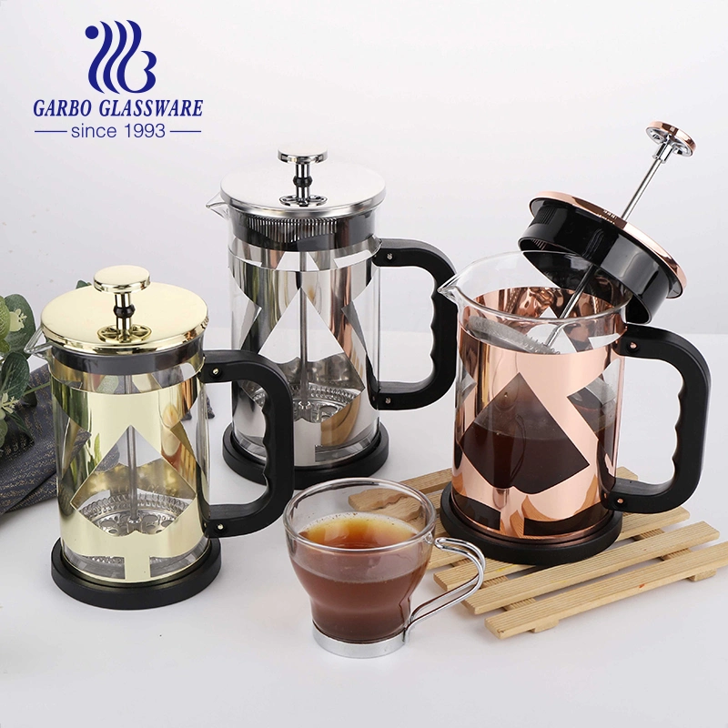 600ml Heat Resist Glass French Press Coffee Tea Pot High Quality French Glass Press with Stainless Steel Handle Accessory Coffee Pot