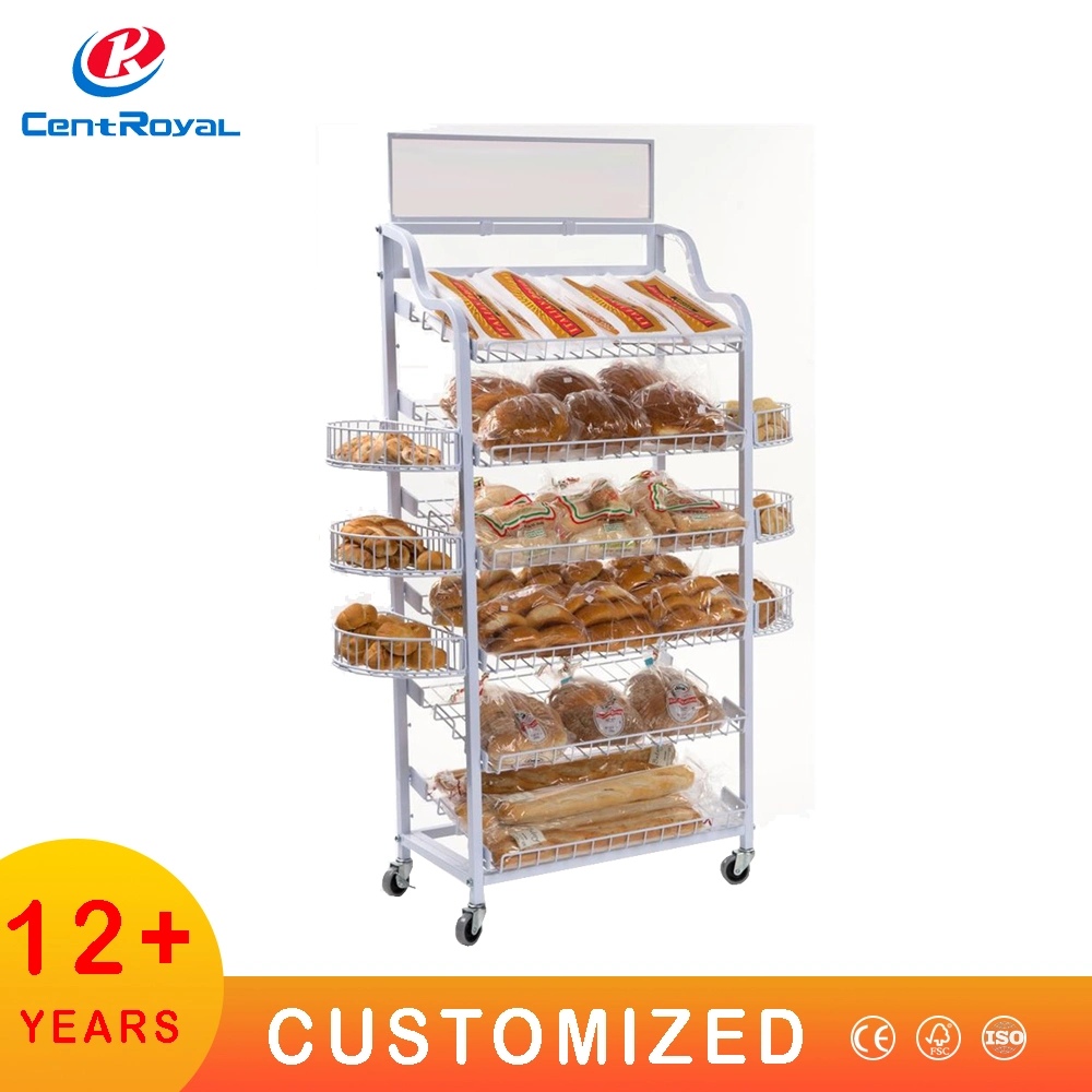 Metal Wire Bottle Candy Potato Chip Food Super Market Snack Display Racks Basket Snacks Display Stand Moving Wheel Floor Stand Food Display Rack