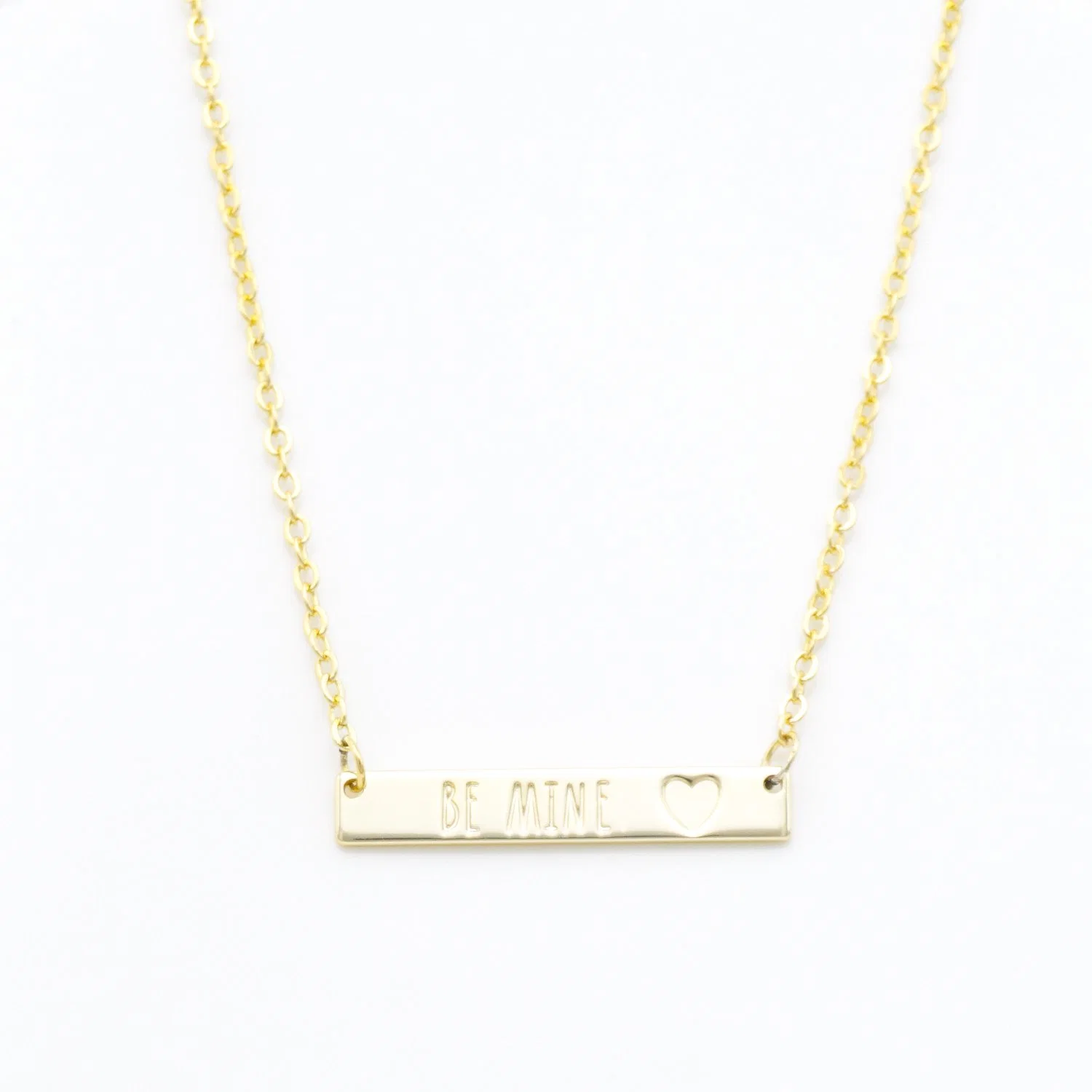 OEM Wholesale/Supplier 14K Gold Fashion Jewelry Letter Bar with Heart Pendant Necklace