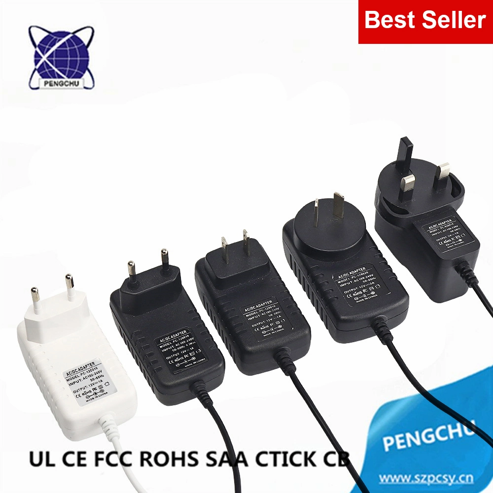 UL CE FCC RoHS SAA 24V 18V 15V 9V 6V 5V 12V 0.5A 3A 4A 5A 1A 2A Настенное зарядное устройство/Адаптер питания переменного тока постоянного тока/Источник питания