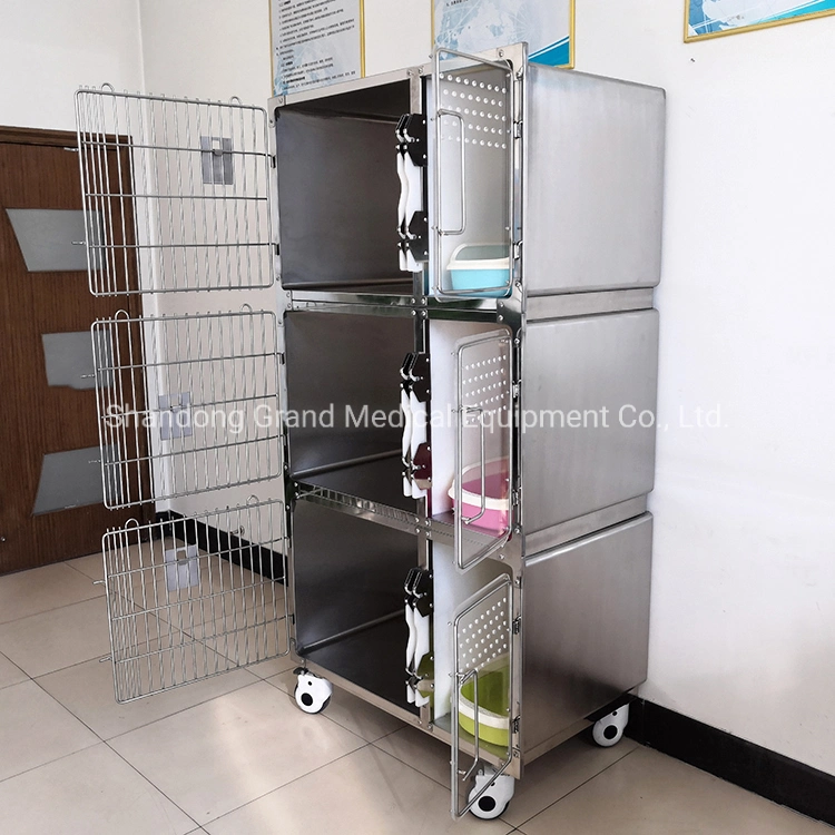 Chine Fabrication compacte haute résistance 304 acier inoxydable PET Vet Cage pour chiens de l'hôpital animal pour usage clinique vétérinaire