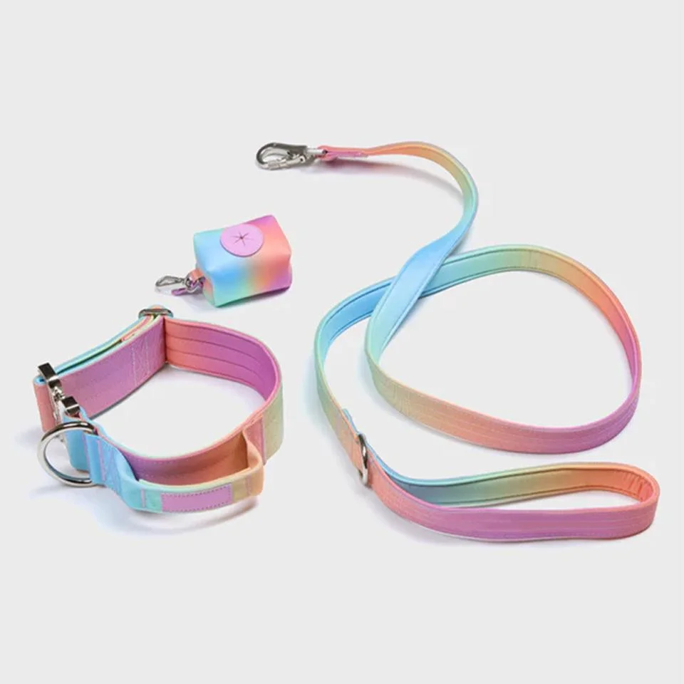 New Heavy Duty Metal Buckle Dog Collar Combat Illusory Color Nylon Tactical Pet Dog Collar Leash Set with Bag for Walking