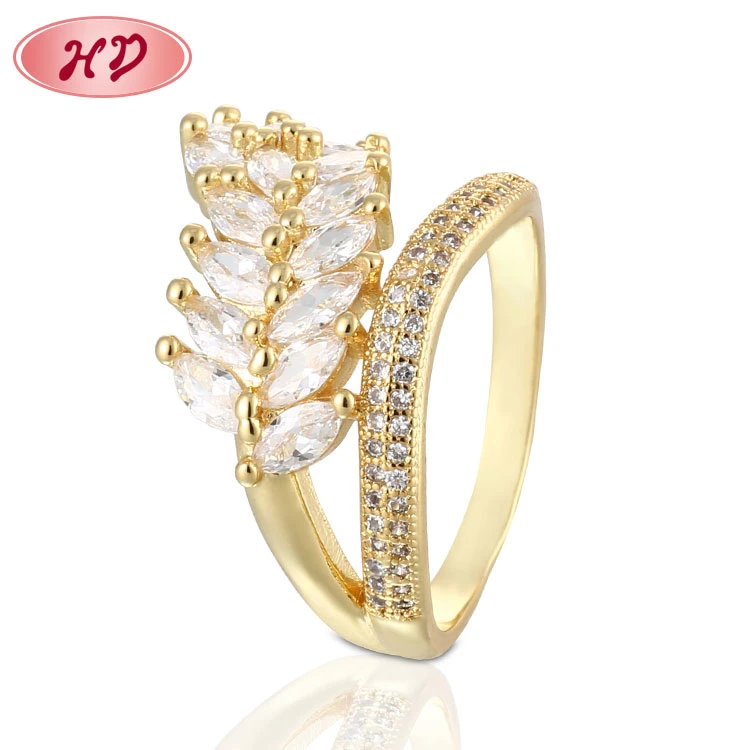 Fashion Gold Plating Rings Jewelry Women Modern Engagement Wedding Ring