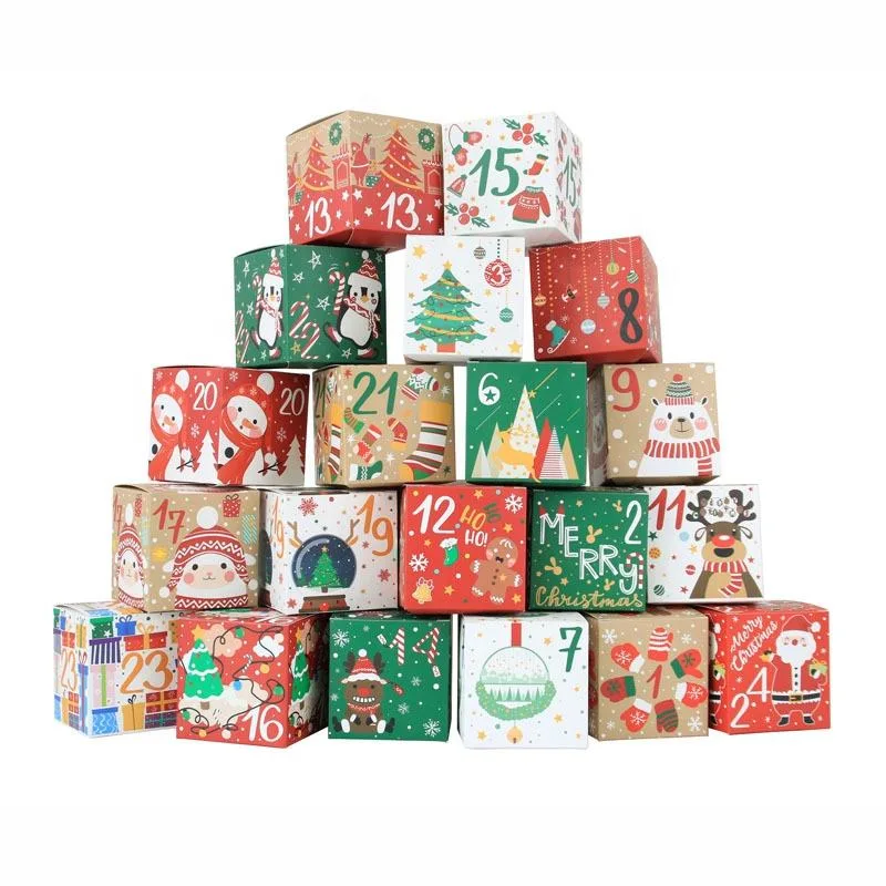 Christmas Gift Treat Box Custom Print Cake Candy Packaging Christmas Paper Box