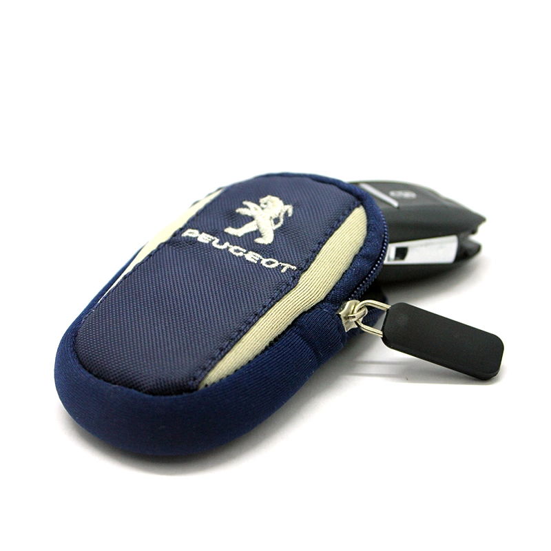 Custom Neoprene Embroidery Keychain Gift Holder Case with Car Logo