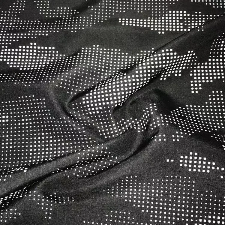 Revestimiento reflectante puntos de impresión reflectante de fibra de perlado química tela Pongee tejido para equipaje ropa