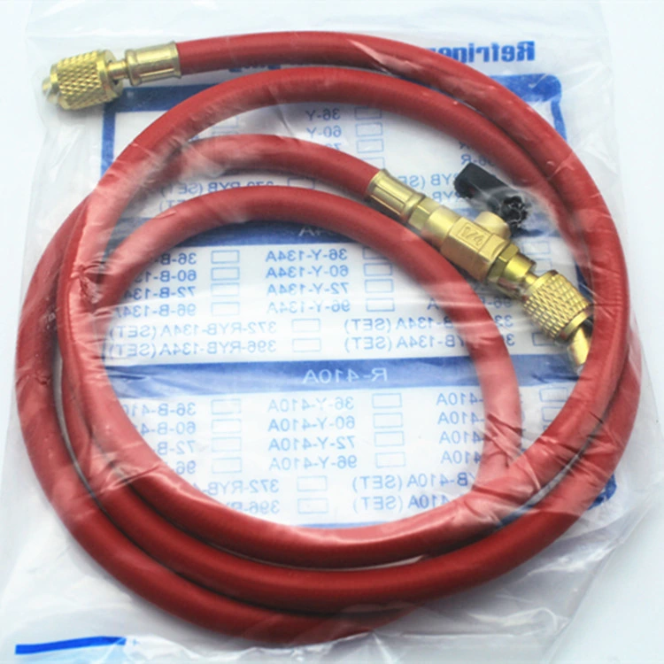 Flexible 1/4" R410A Gas Charging Hose with Compact Ball Valve