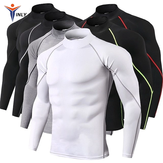 Custom 2023 Workout Athletic 5% off Gym Compression Fitness Shirt Polyester Quick Dry Fitted Long Sleeves Shirts for Men