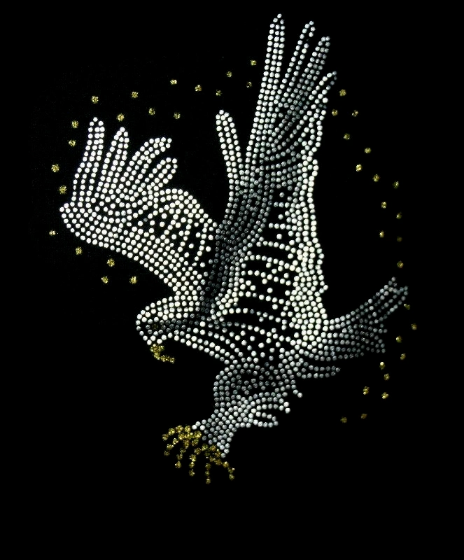 OEM Customized Eagle Hotfix Motif Heat Transfer Rhinestone