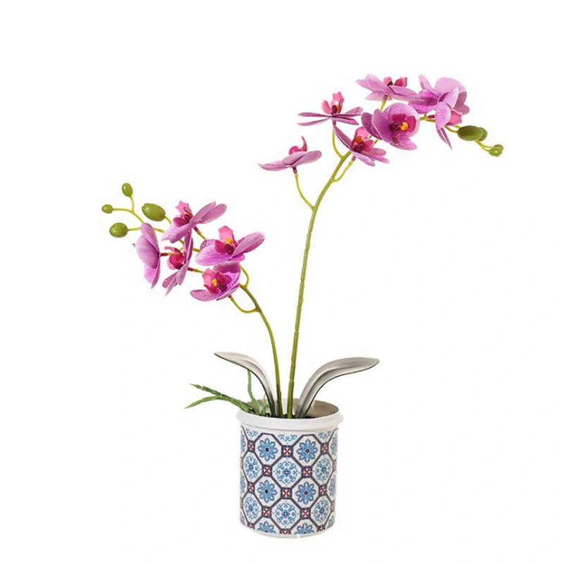 Amazon Top Seller 3D Silk Orchid Artificial Flowers in Plastic Pot