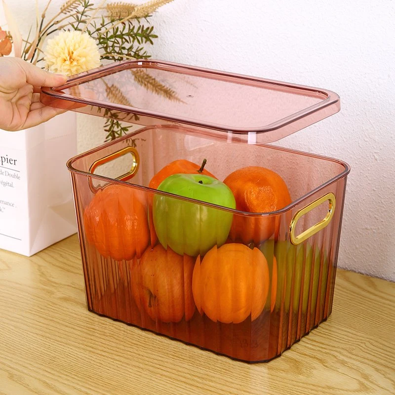 Transparent Household Organizers with Handles Cheap Light Plastic Pantry Storage Bin for Food Tools Pot