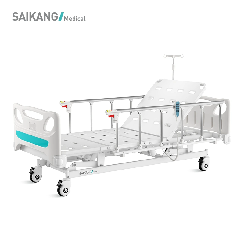 K6K Saikang Wholesale/Supplier Aluminum Alloy Side Rail 3 Function Electric Clinic Hospital Bed with Infusion Pole