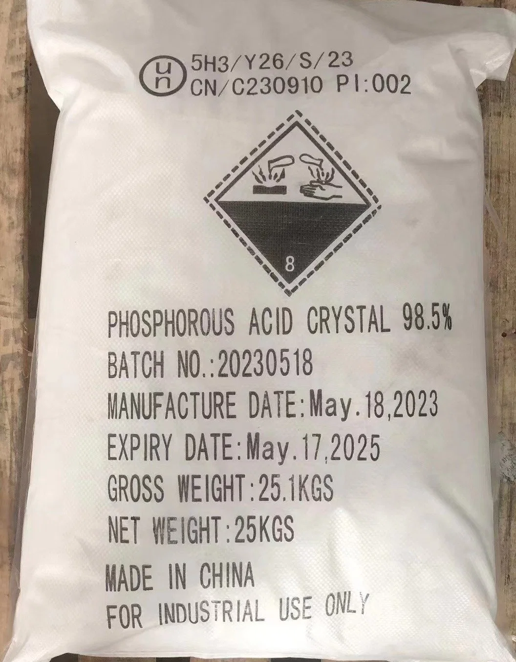 Comercio al por mayor de fertilizantes químicos de grado industrial el 98,5% 99% de H3PO3 Crystal ácido fosforoso