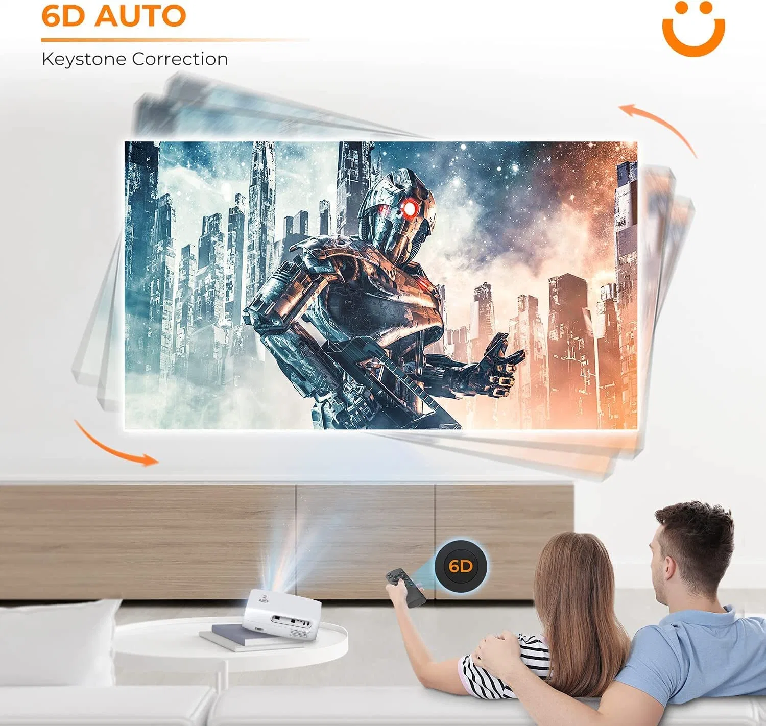 Yaber pro V7 12000L 5G WiFi Bluetooth-Projektor, Unterstützung für Native 1080p Projektor 4K, Auto 6D Keystone-Korrektur &amp;4p/4D, HD-Filmprojektoren Heim- und Außenvideo 4