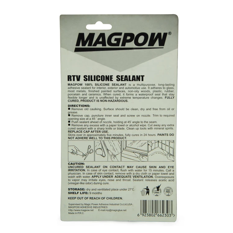 Magpow Mph105 85g/Equipos de embalaje de tubo de acético Sellador de silicona RTV pegamento adhesivo para el vidrio o metal.