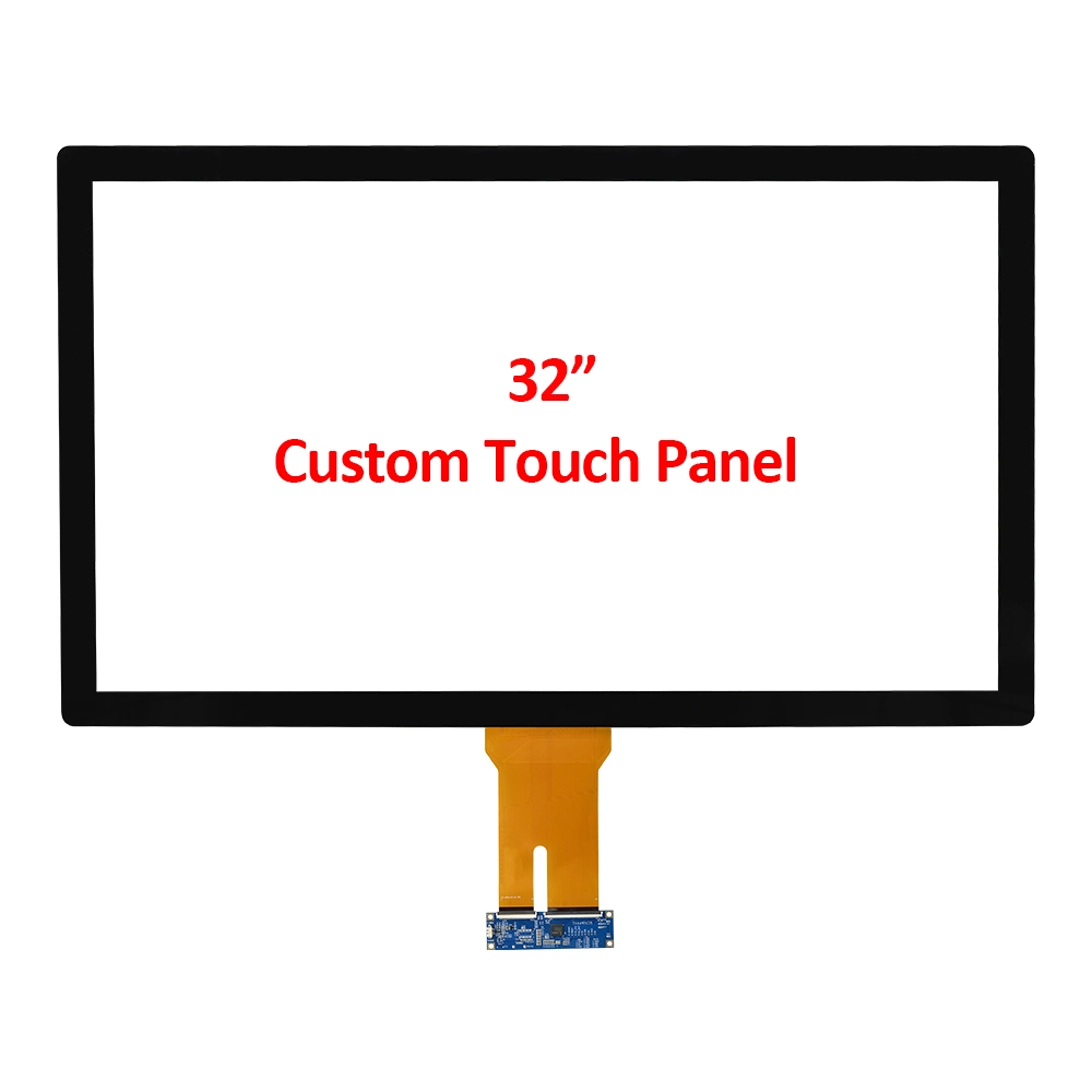 Kundenspezifischer OEM ODM 32 Zoll PCAP kapazitiver Multi-Touchscreen Panel mit dünner Blende gehärtetes Glas Touch Film USB-Schnittstelle Für Air Optical Bonded on TFT LCD Module