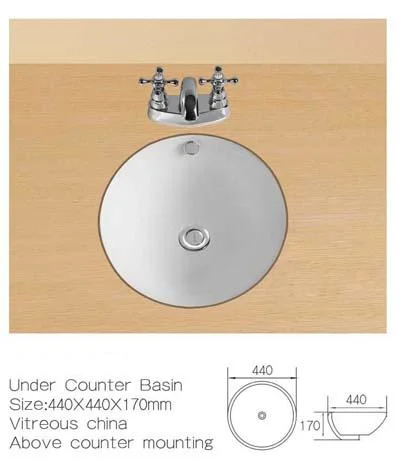 Lavabo de cerámica bajo mostrador, bajo lavabo de cerámica de baño de montaje