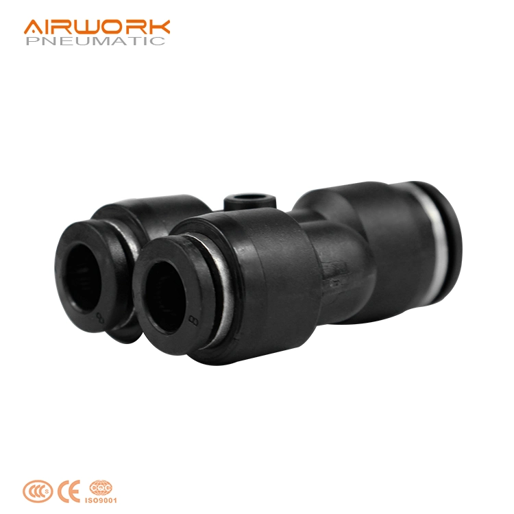 Pwy Pneumatic Fitting Supplier PVC Y Shape T Pipe Reducing Plastic Fitting PU Tube Connector