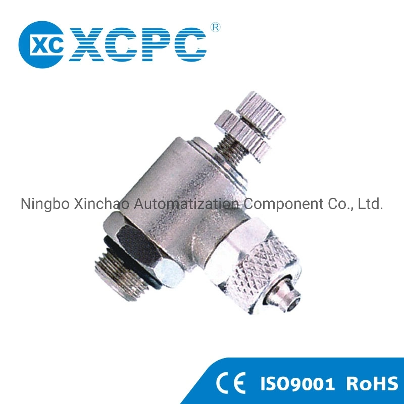 Xcpc Pneumatic Manufacturer China OEM Supplier BSPT Thread Speed Controller Metal Push-in Quick Connector Fittings