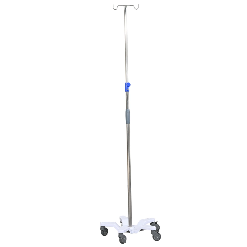 Big Stock Stainless Steel IV Pole with Wheels Infusion Stand Hospital Furniture