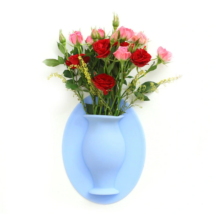 2020 Newest Innovation Design Vacuum Stable Sucker Silicone Flower Vase for Refrigerator and Bathroom