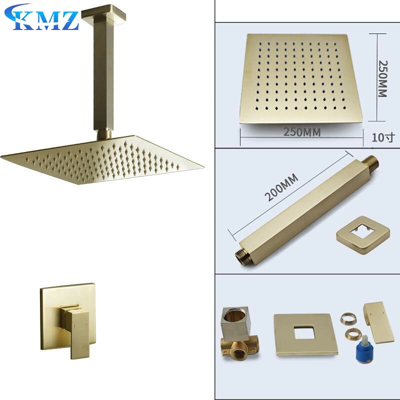 Single Lever Square Rain Shower Head Concealed Wall Mounted Bathroom Shower Set Ceiling Shower Faucet Bathtub Faucet Brass 2450g