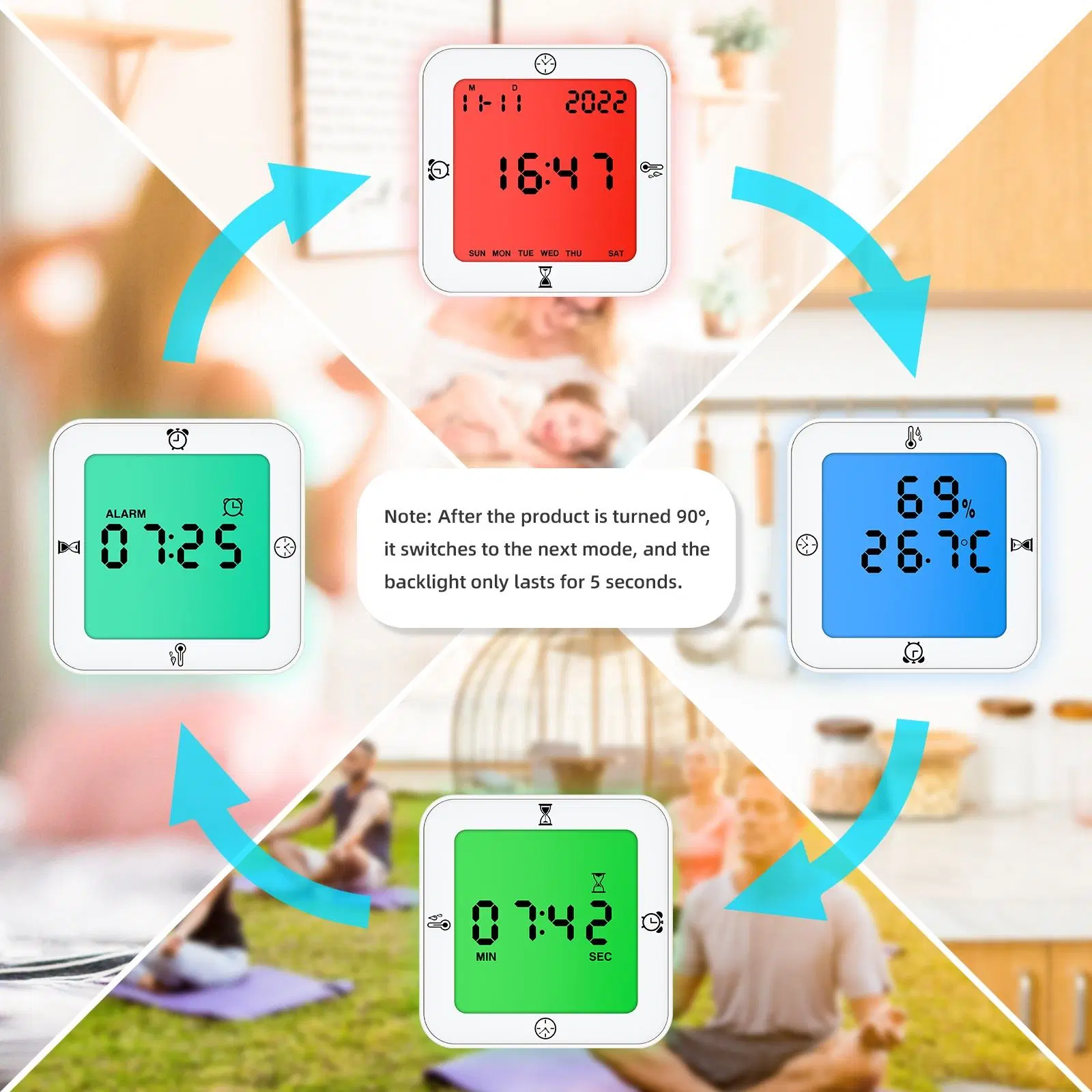 Multi-Fonction Digital Desk Alarme Smart Table Wall Horloges ABS Horloge Électronique