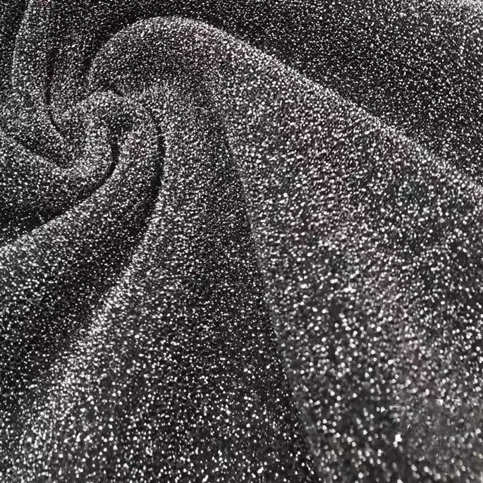 Luxury Reflective Sparkle Moonlight Metallic Foilglitter Interlock Fabric with Original Factory