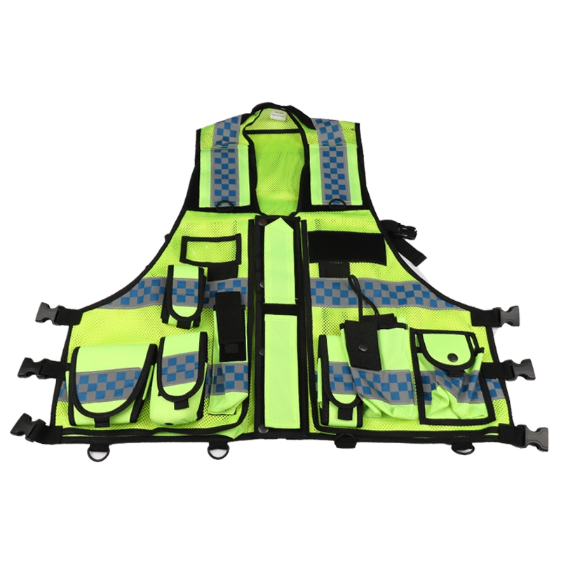 Durable Traffic Construction Workwear Breathable Multi-Pocket Security Reflective Hi-Vis Vest