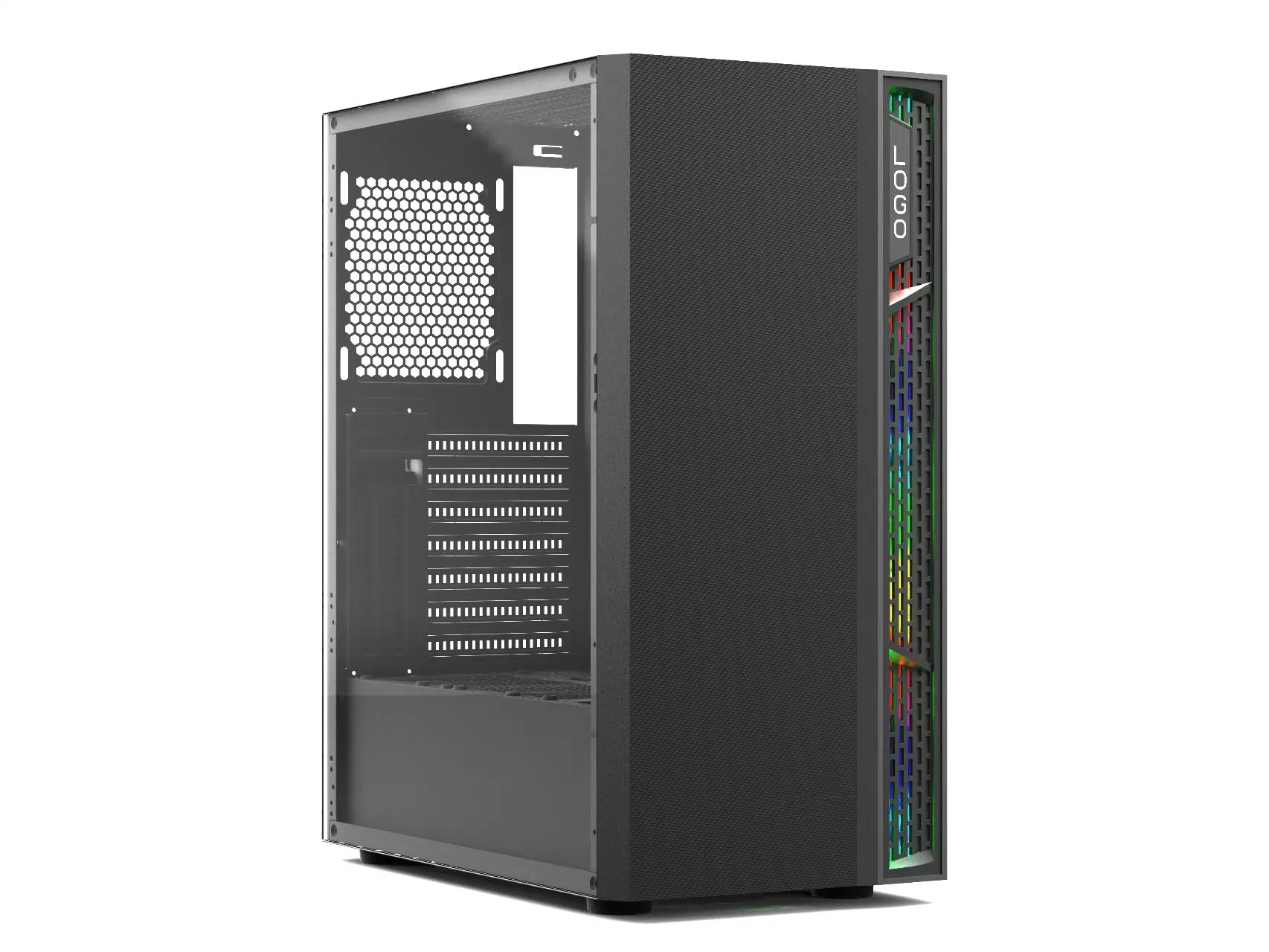 The Latest Hot Cool RGB Light Strip ATX Desktop Computer Gaming Case of Hinge Tempered Glass Side