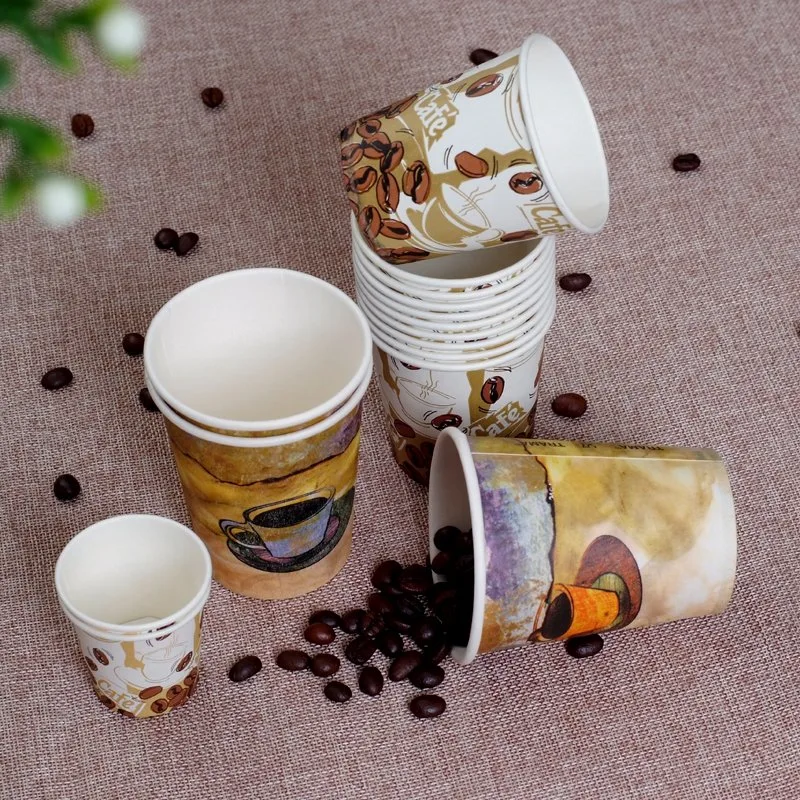 Custom Printed Cheap Price New Design Disposable Paper Coffee Cup with White Lid