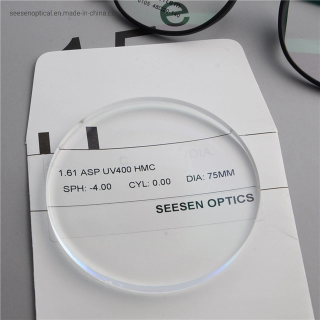 Ophthalmic Lenses 1.61 Single Vision Asp UC Hc Hmc Shmc Optical Lens with High quality/High cost performance  Glass Aspheric UV400 Lenses