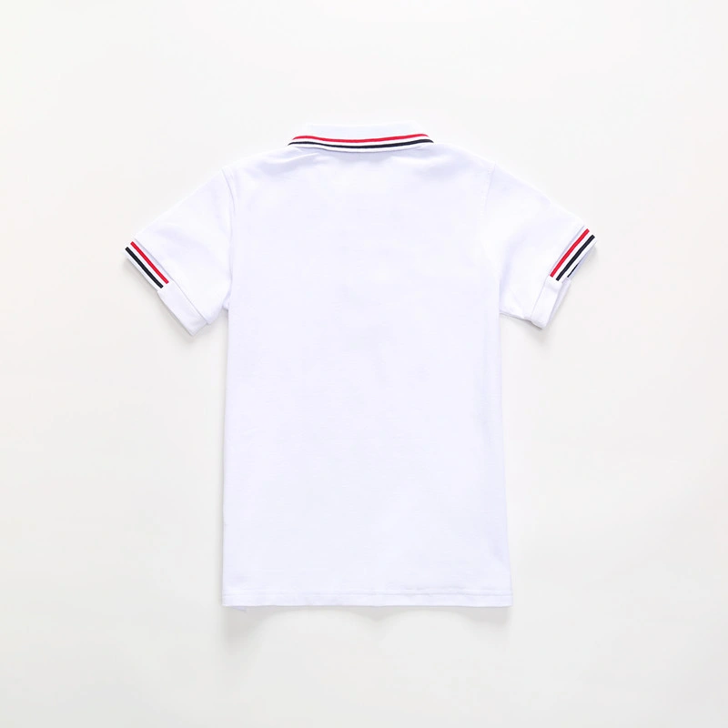 Custom Logo Good Price Cotton Short Sleeve White Polo Свитера С двумя линиями для мальчиков и девочек школы Unifor