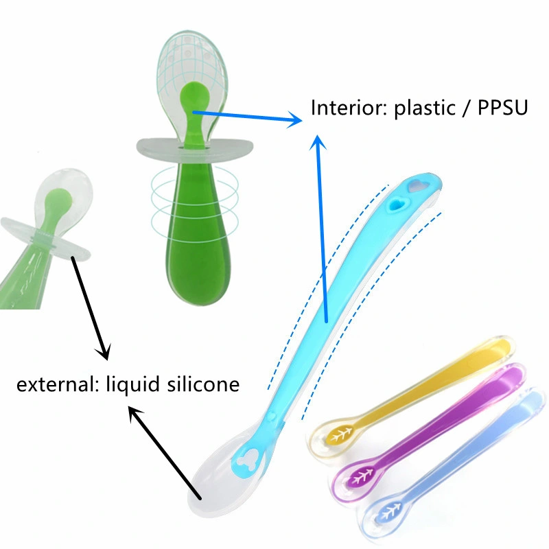 Мягкие силиконовые ложки Детская ложка для самостоятельного кормления нежно-тренировочный ложечек