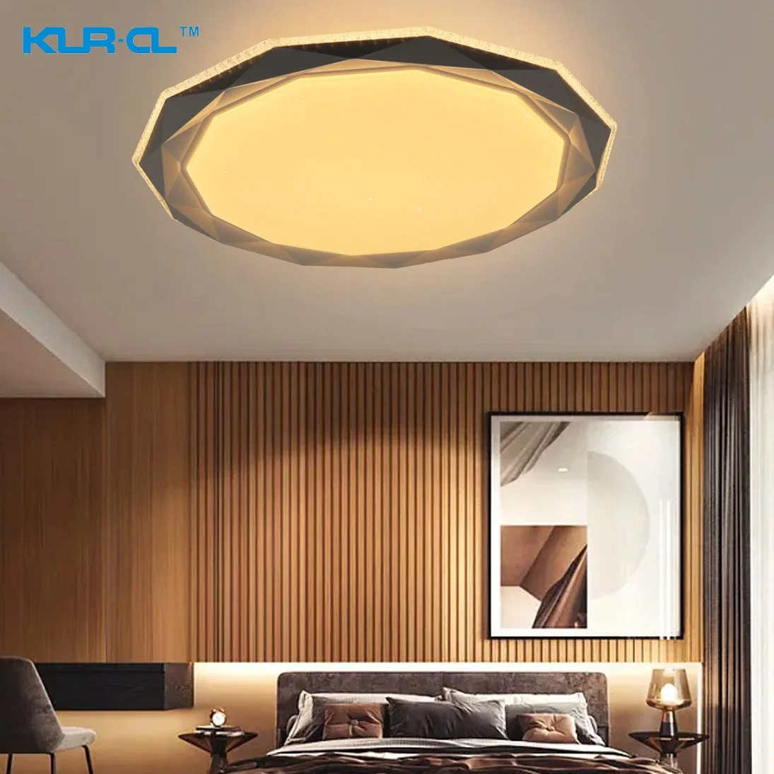 Scandinavian Style Mobile APP White Diamond Design LED Panel Ceiling Lamp