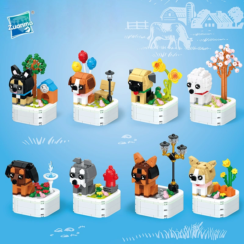 Atacado Micro blocos Mini cão Série Animais 8 em 1 conjunto de modelos de Animais e brinquedos para os presentes Puzzle Building Brick Toy para crianças e adultos